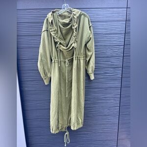 Free People Keep Me Cardi Duster Army Green Small